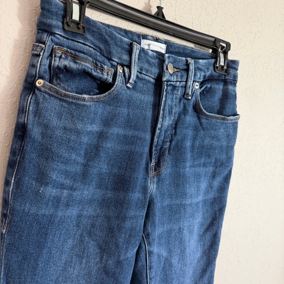 Good American Dark Wash Blue Denim Flare Leg Jeans Womens 27 Stretch Casual - Picture 2 of 6